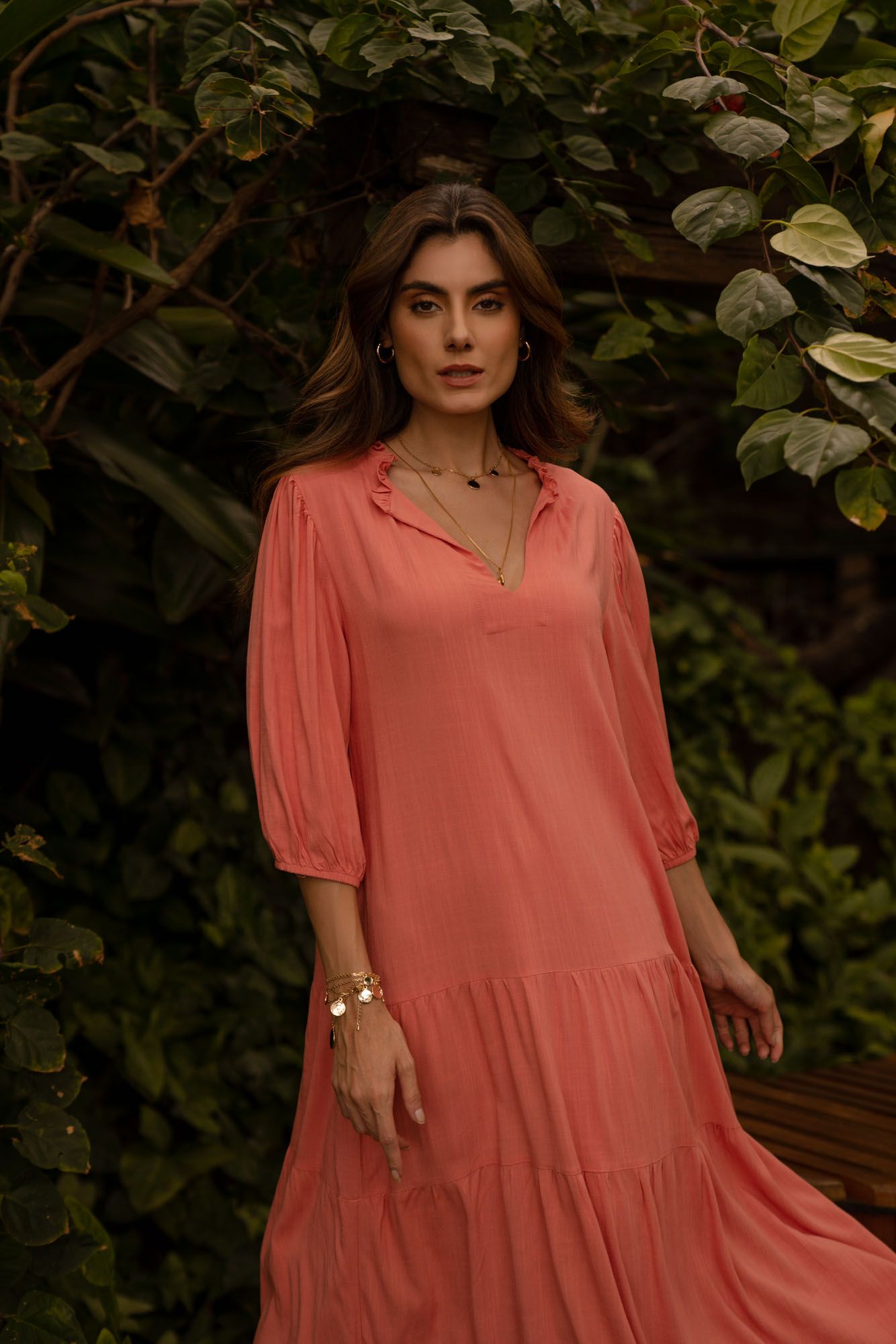 VESTIDO BABADINHO NO DECOTE