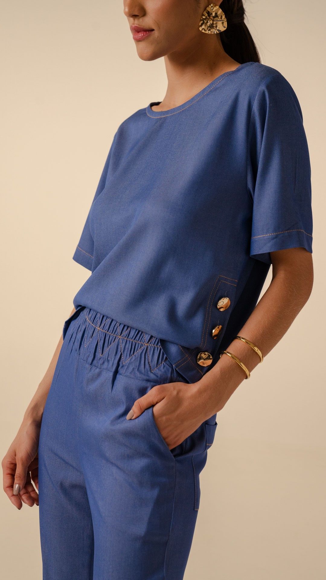 BLUSAM/CDETALHE BOTOES JEANS