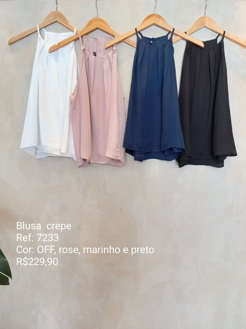 BLUSA S/ MANGA CREPE FRENTE PREGAS