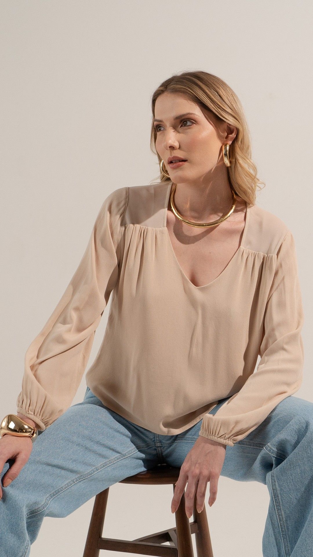 BLUSA MANGA L. VISCOSE DET TULE DEC V