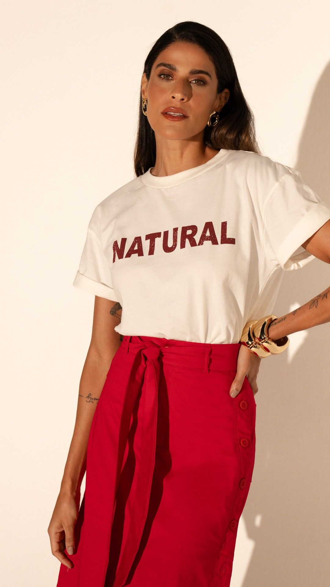 BLUSA T-SHIRT ALGODAO NATURAL