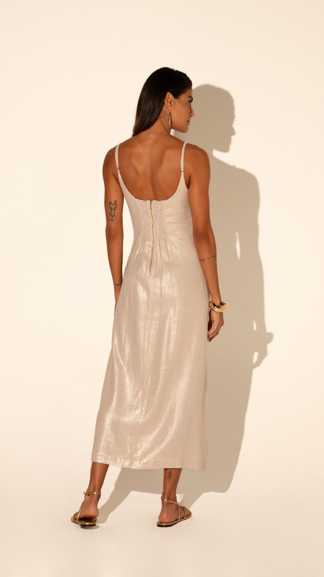 VESTIDO MIDI ALÇA VISCOLINHO LUREX