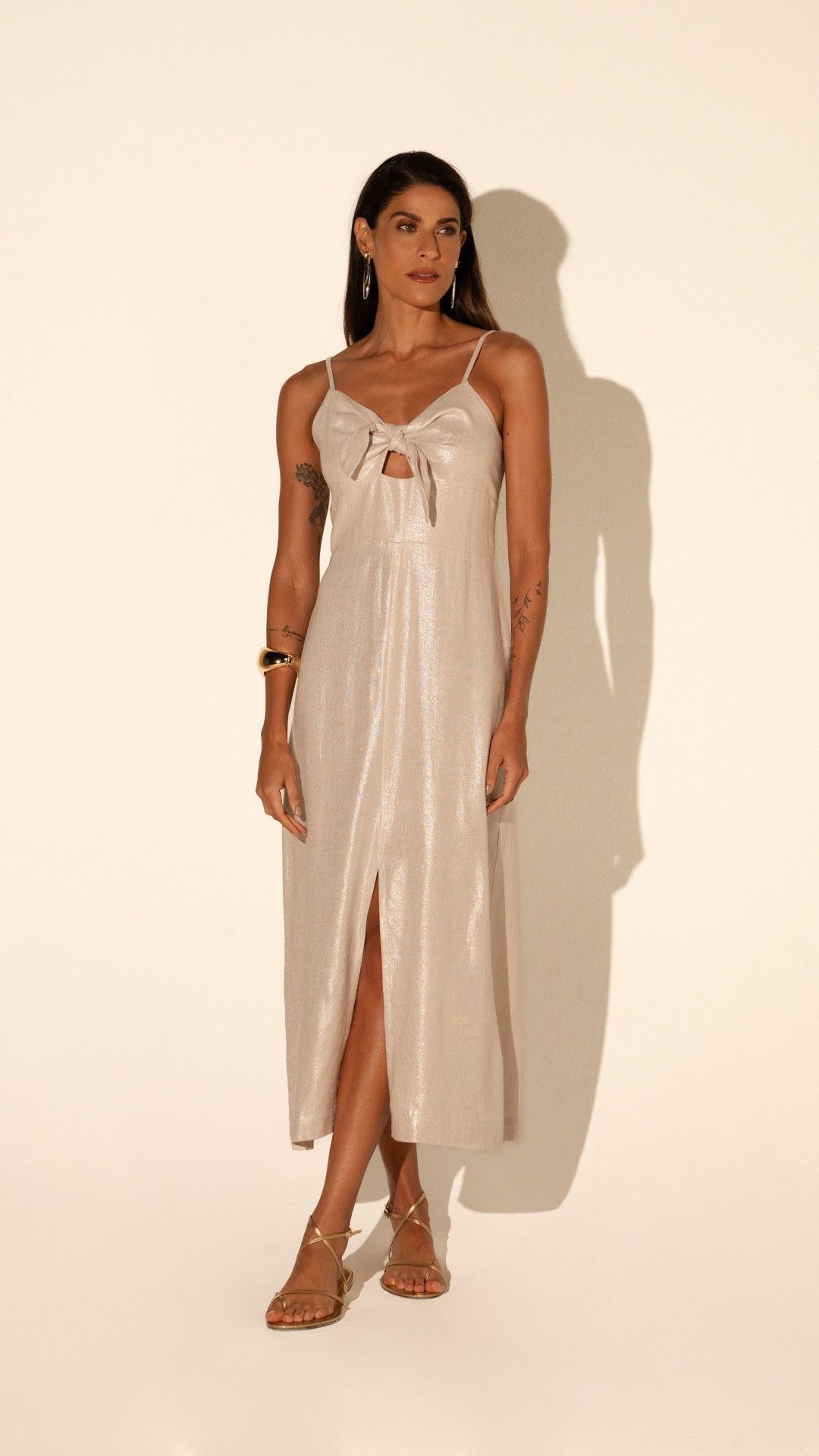 VESTIDO MIDI ALÇA VISCOLINHO LUREX
