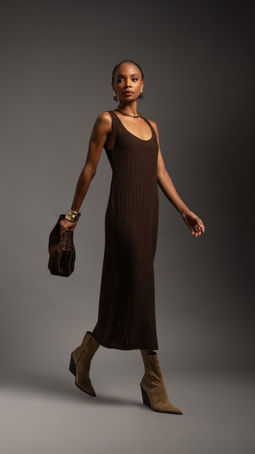 VESTIDO MIDI S/ MANGA TRICOT COBOGÓ