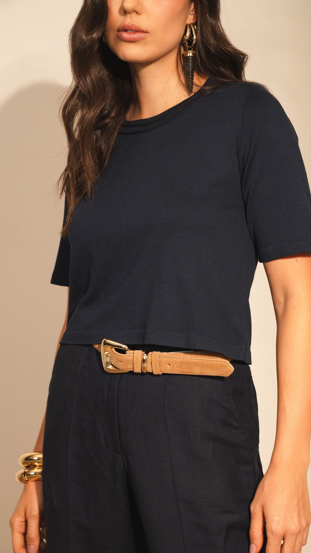 BLUSA MANGA C. TRICOT T-SHIRT CROPPED