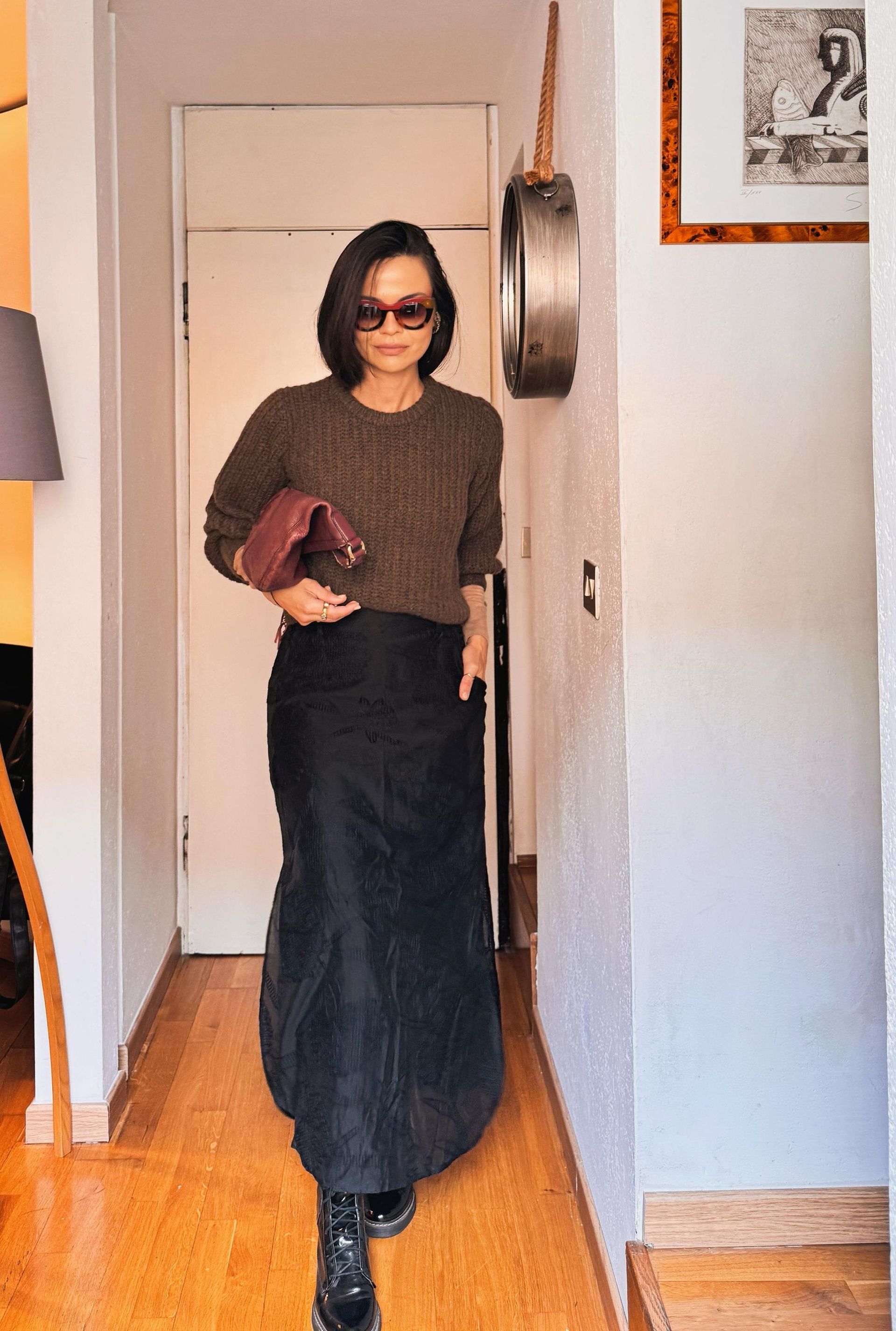 SAIA MIDI VISCOSE BORDADA