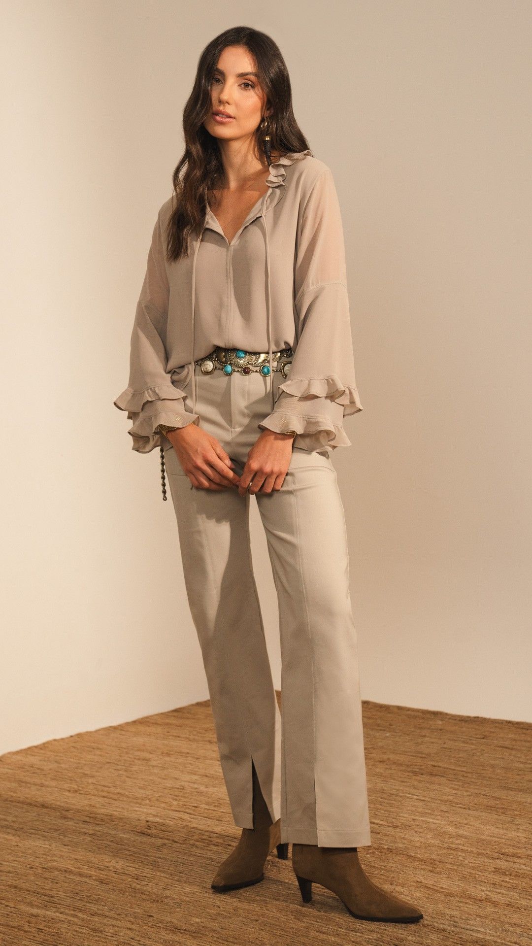 BLUSA MANGA L. PUNHO BABADO