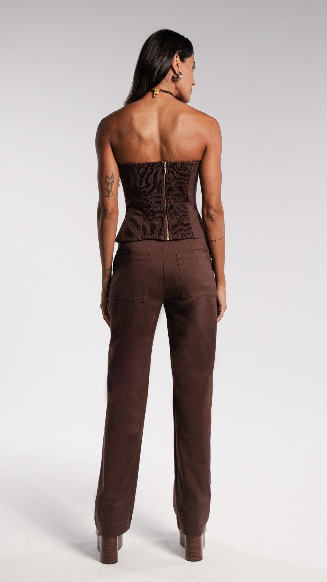 CALÇA WIDE LEG PLANE COTTON BOLSO LATERAL