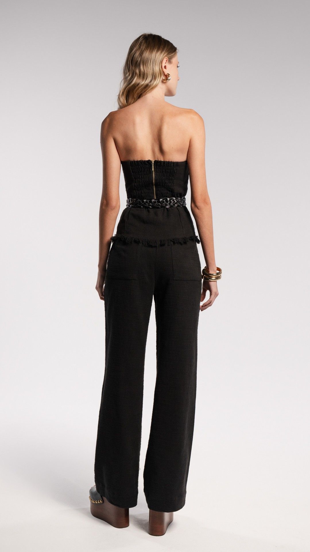 CALÇA WIDE LEG TWEED COTTON