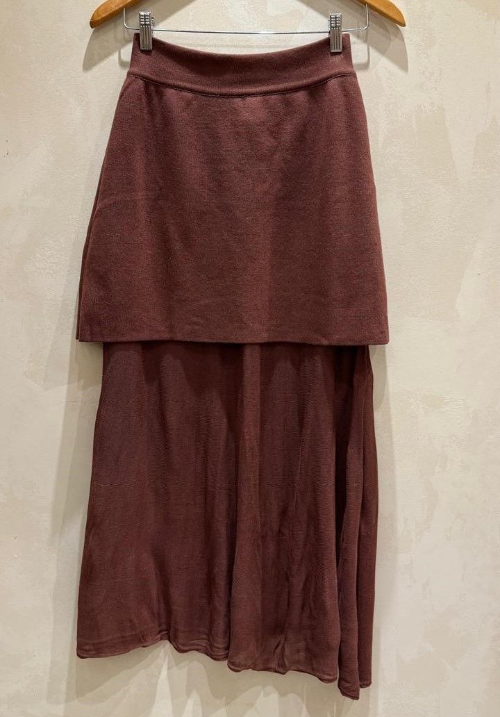 SAIA CURTA TRICOT FORRO LONGO TRANSPARENTE