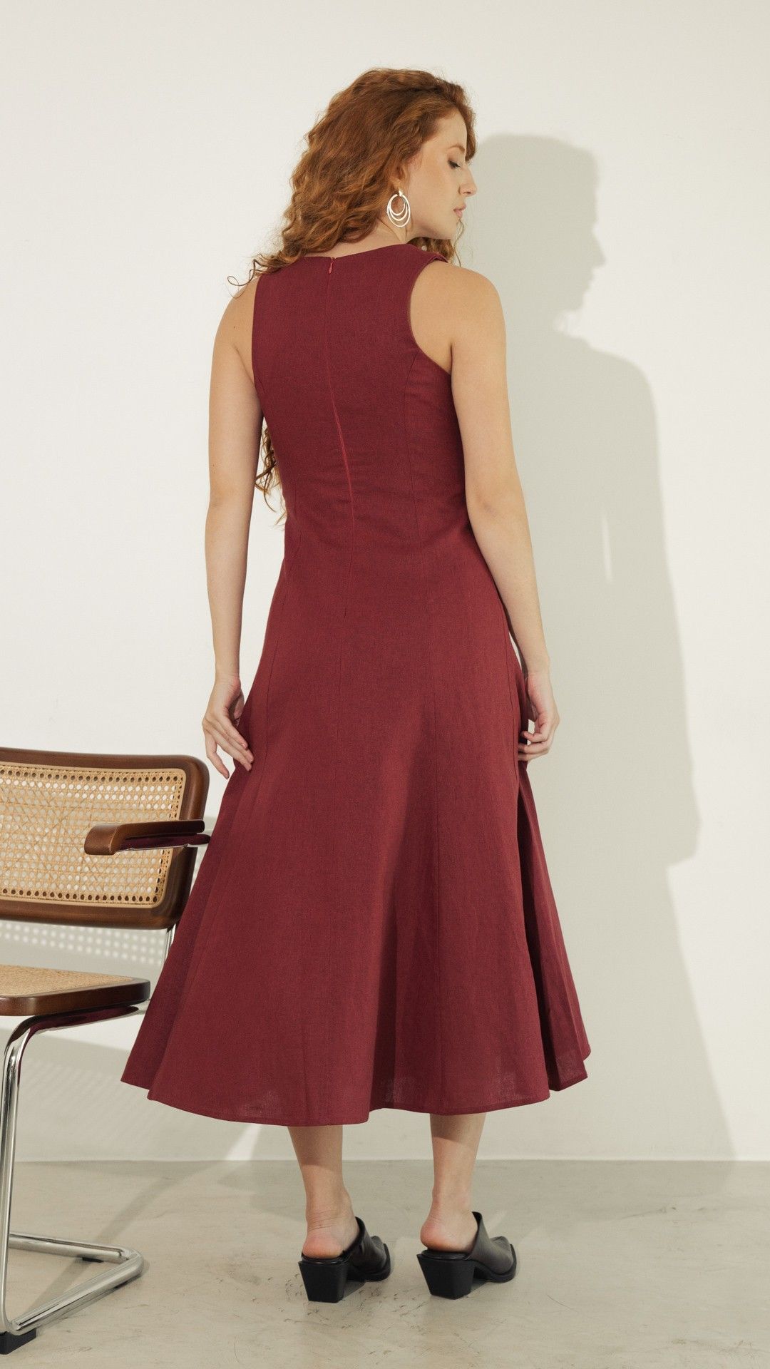 VESTIDO MIDI S/ MANGA VISCOLINHO BABADOS