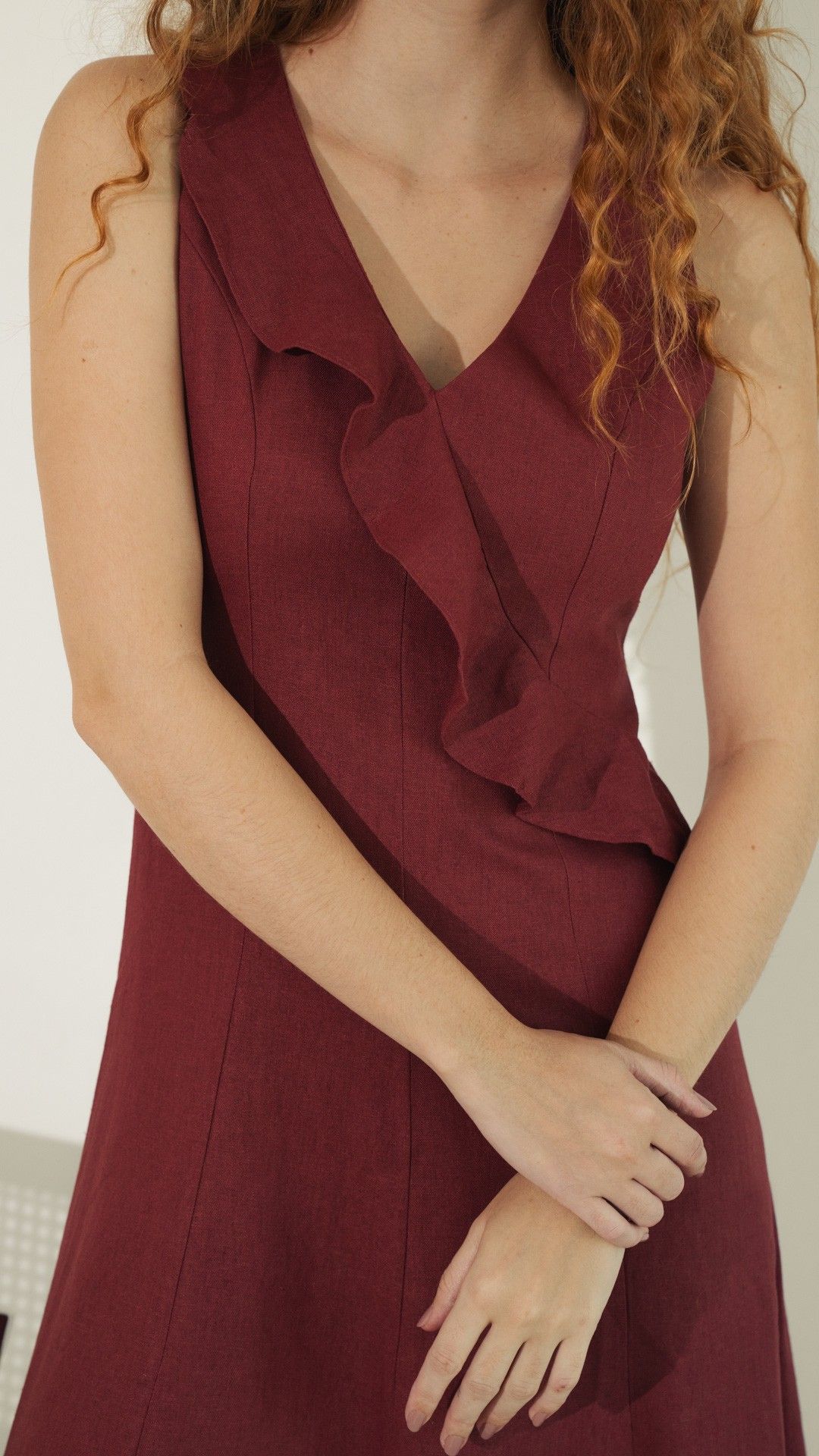 VESTIDO MIDI S/ MANGA VISCOLINHO BABADOS