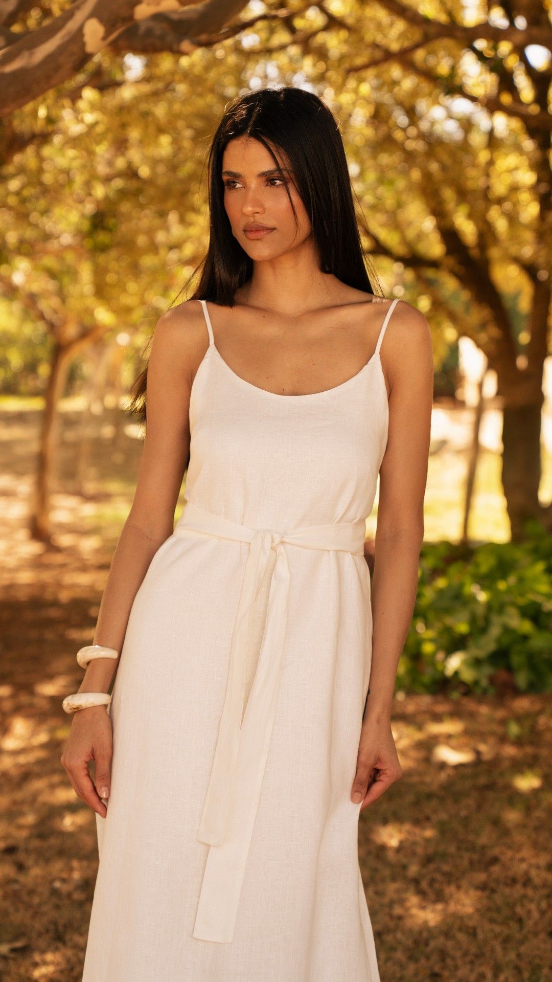VESTIDO LINHO AÇUCENA FAIXA MIDI ALÇA