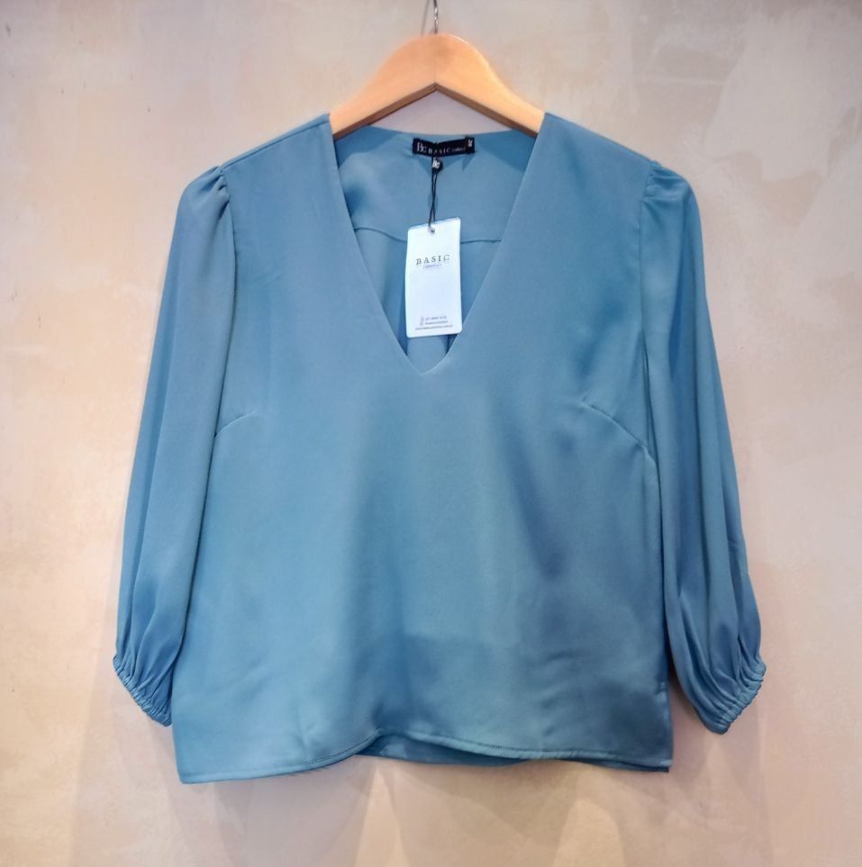 BLUSA MANGA L. FRANZIDA CREPE DECOTE V