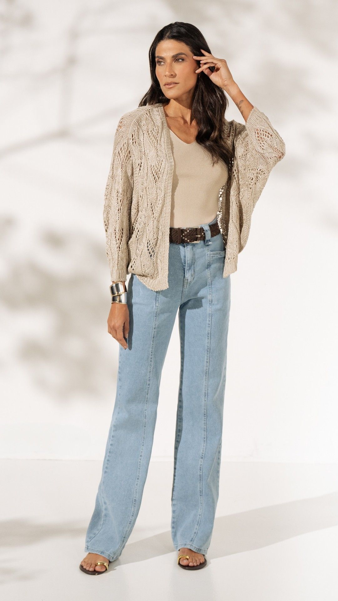 CALÇA FLARE JEANS FRISO ELASTANO
