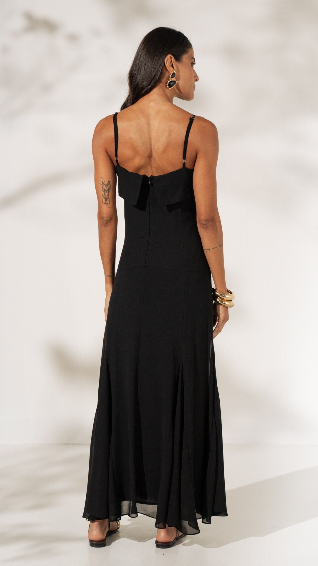 VESTIDO ALÇA MIDI CREPE LAPELA