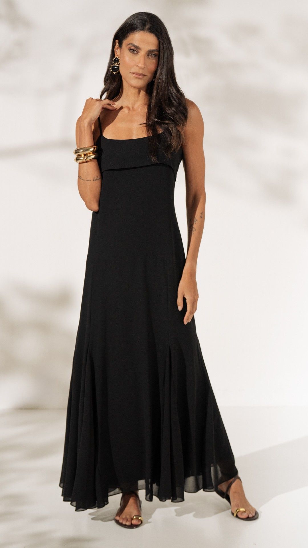 VESTIDO ALÇA MIDI CREPE LAPELA