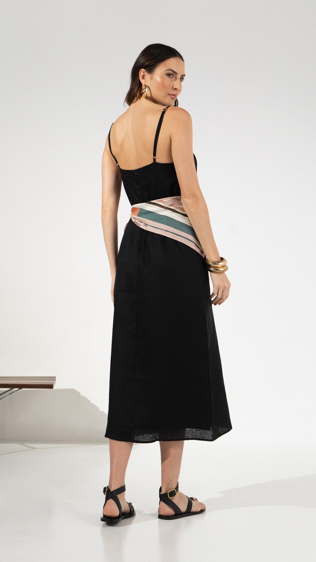 VESTIDO LINHO AÇUCENA FAIXA MIDI ALÇA