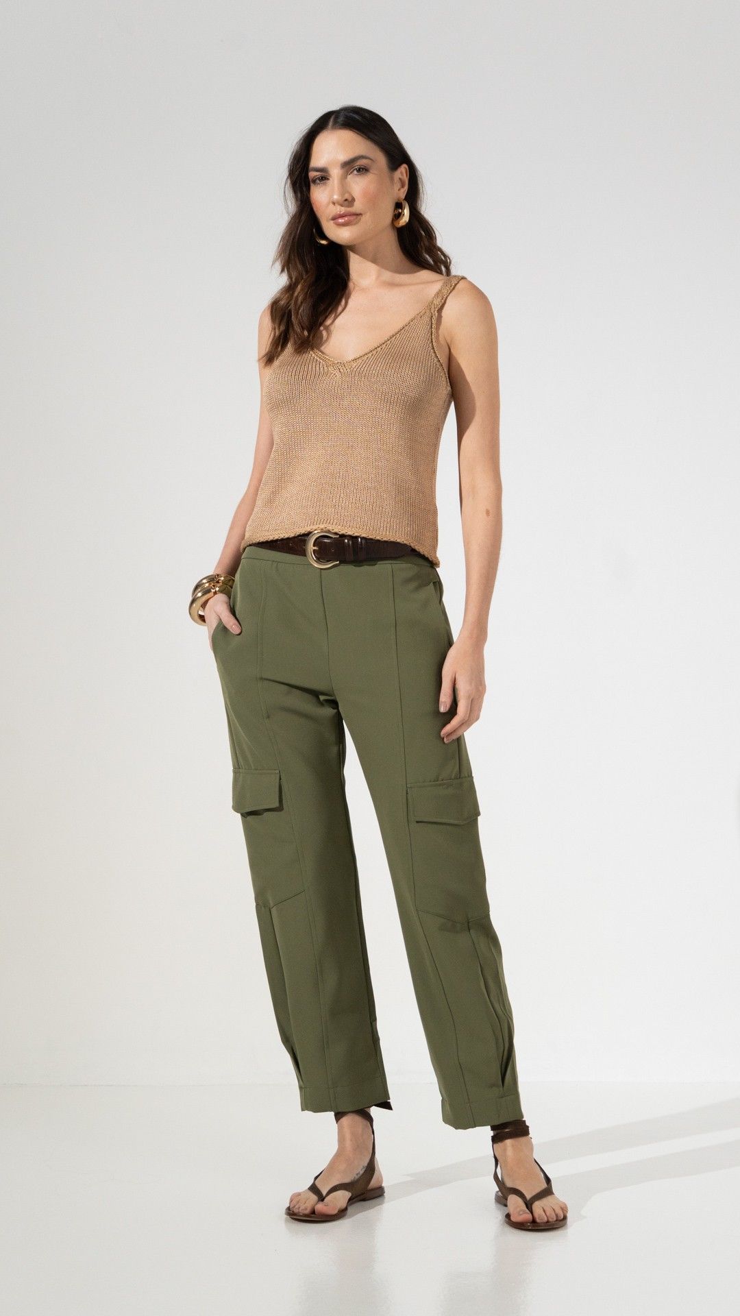 CALÇA CREPE CHIQUE CARGO WEST