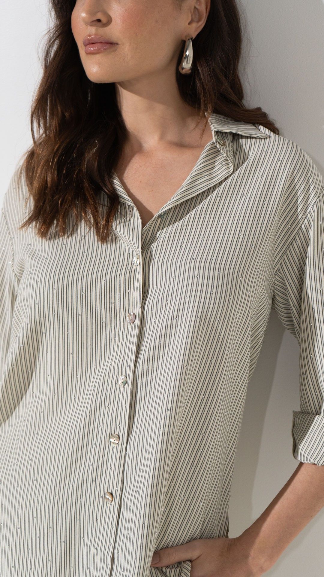 CAMISA VISCOSE BRILHO LISTRADA CHUVISCO