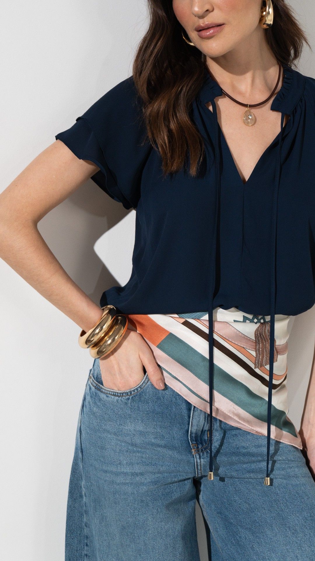 BLUSA CREPE CHIFFON DUPLA MANGA C. GODÊ