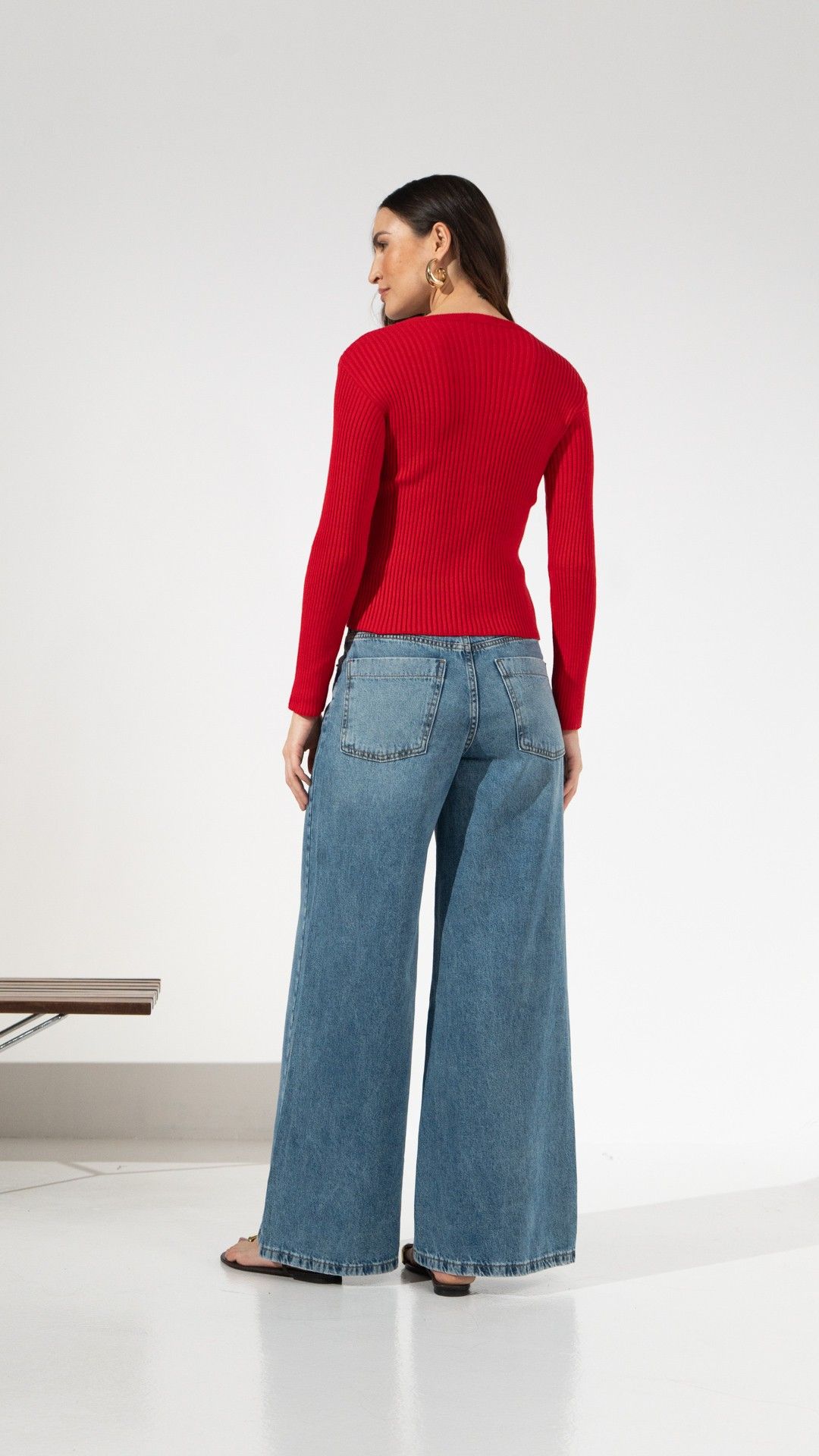 CALÇA JEANS NIMES PALAZZO WIDE LEG