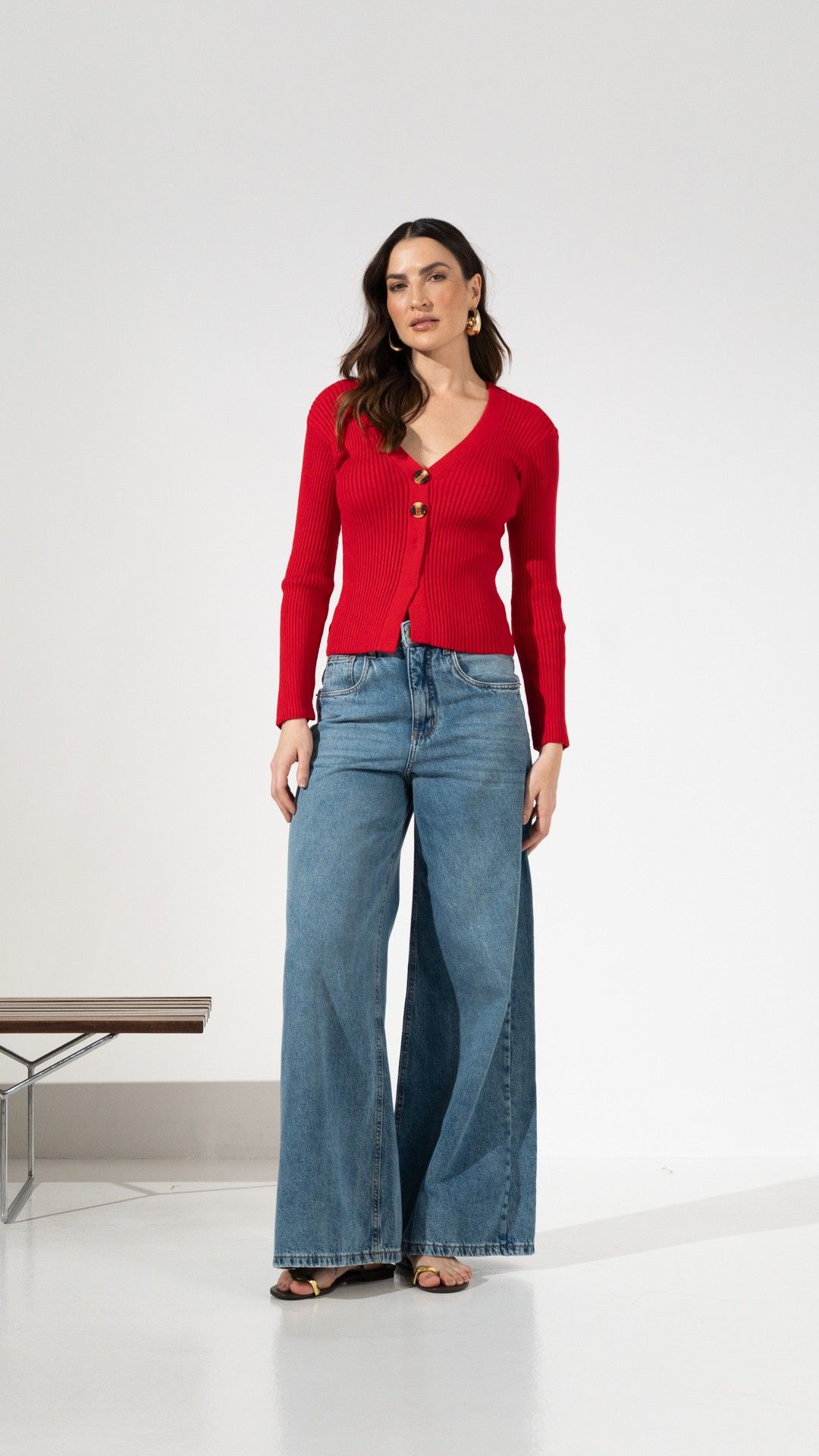 CALÇA JEANS NIMES PALAZZO WIDE LEG