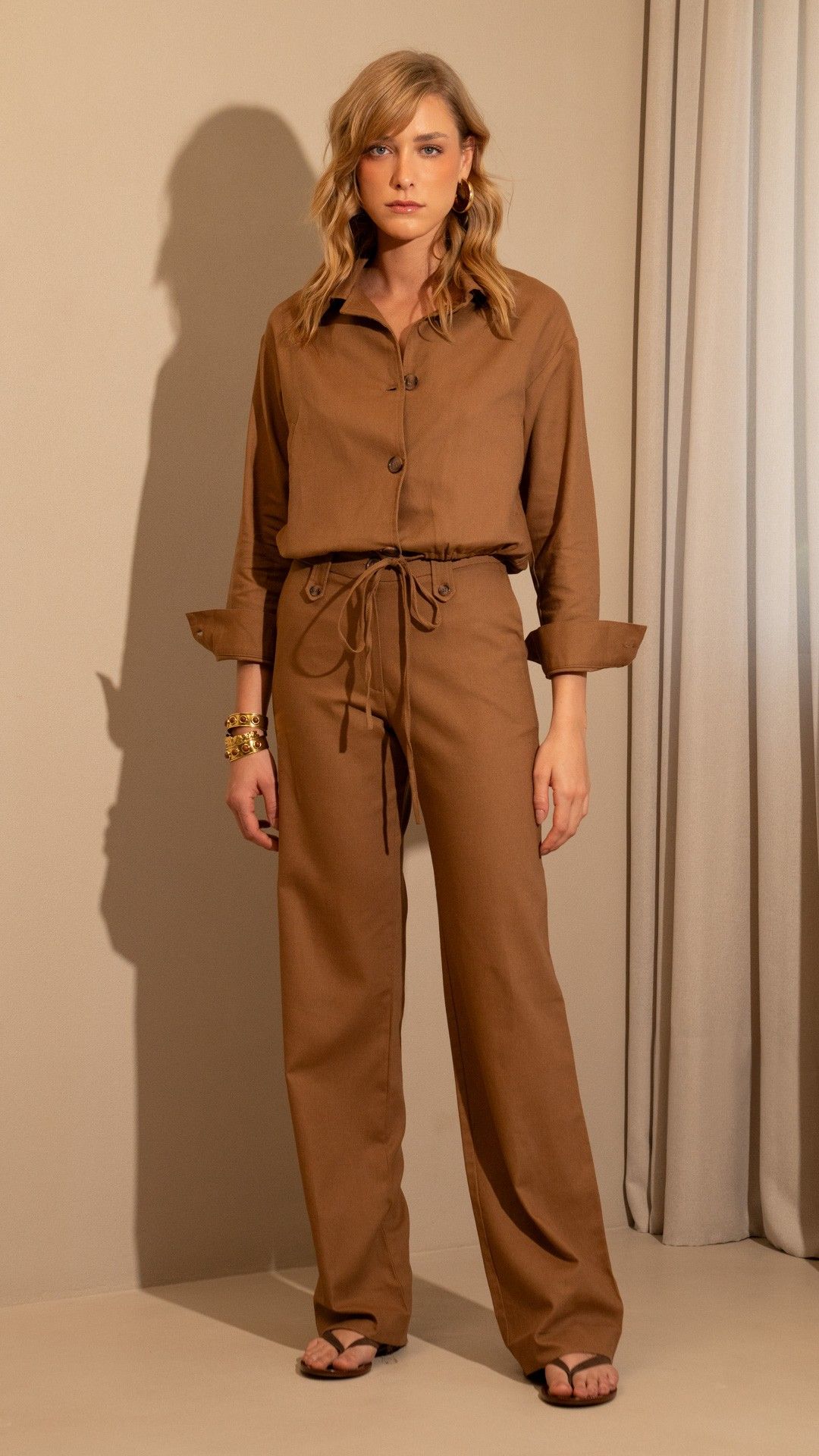 JAQUETA LINEN BLAS BOMBER BOTÃO E CORDÃO