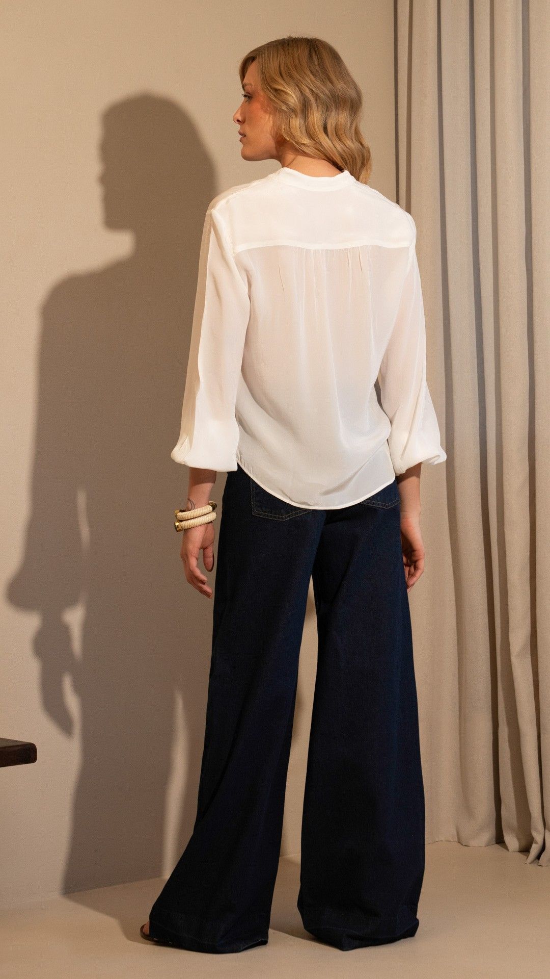 BLUSA CREPE CHIFFON AMARRAÇÃO MANGA L.