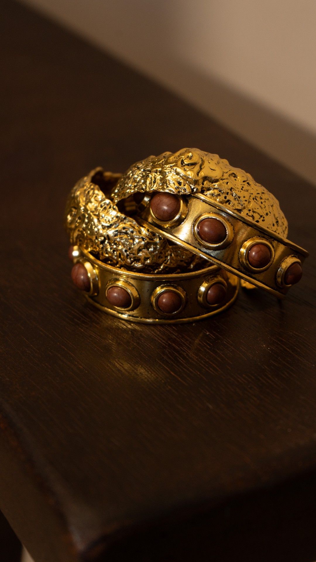 PULSEIRA BRACELETE DUPLO METAL TRABALHADO