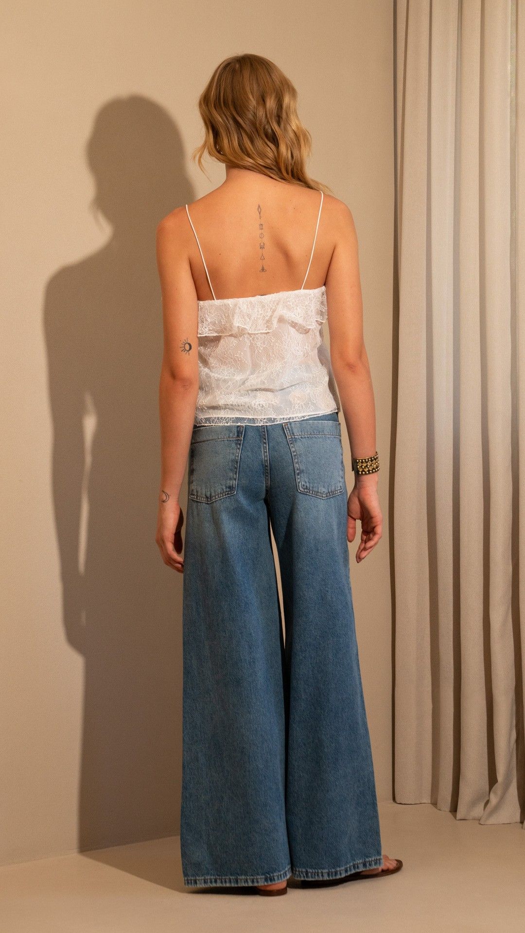CALÇA JEANS NIMES PALAZZO WIDE LEG