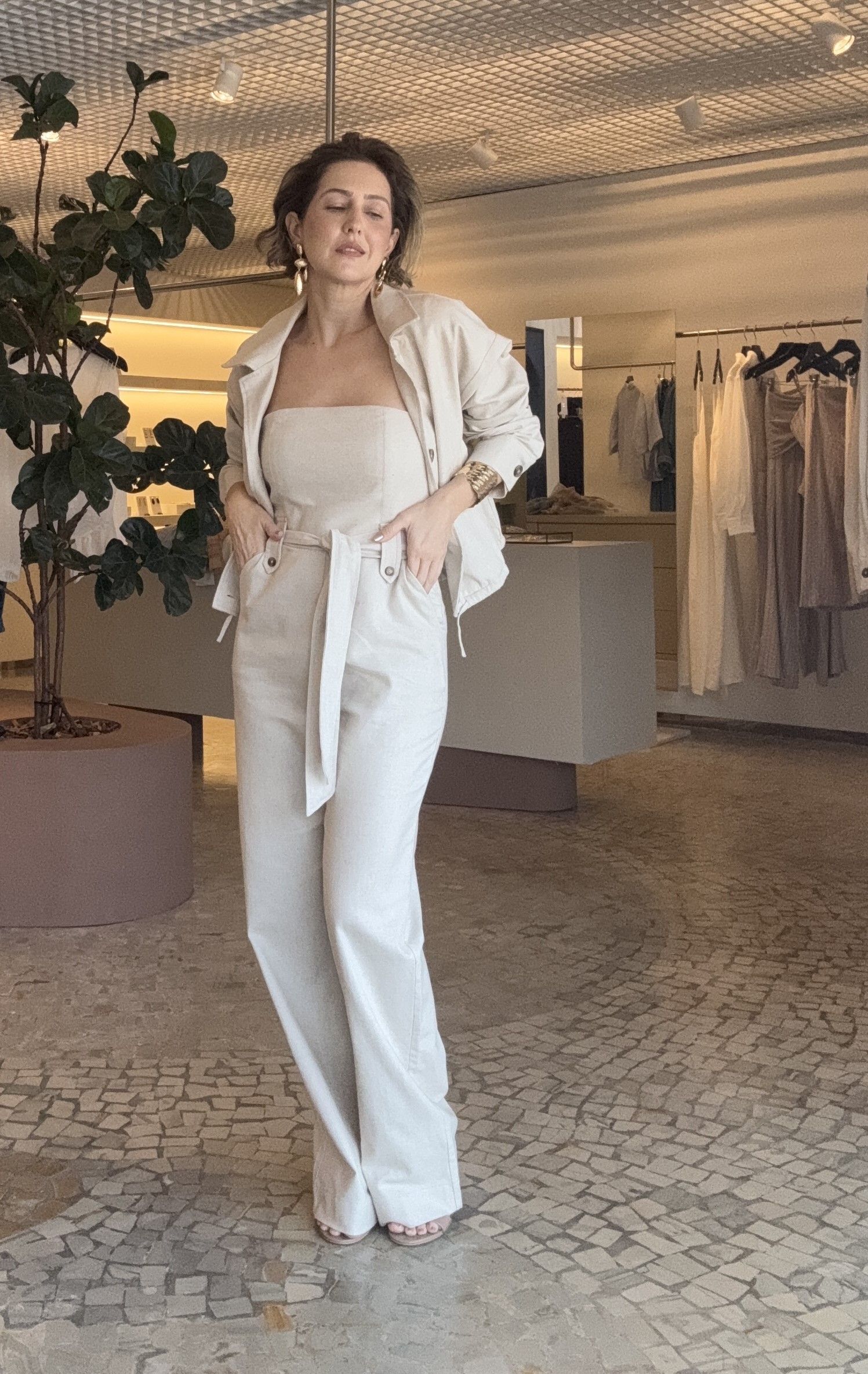 JAQUETA LINEN BLAS BOMBER BOTÃO E CORDÃO