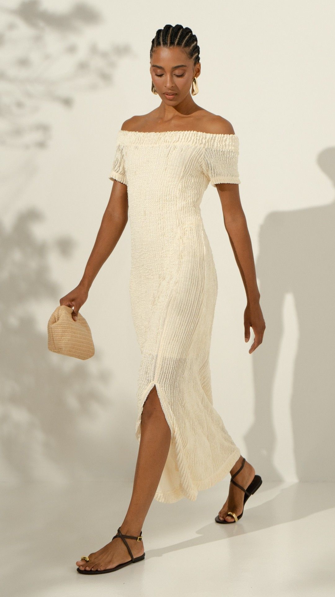 VESTIDO RENDA DELICATTA OMBRO A OMBRO MIDI
