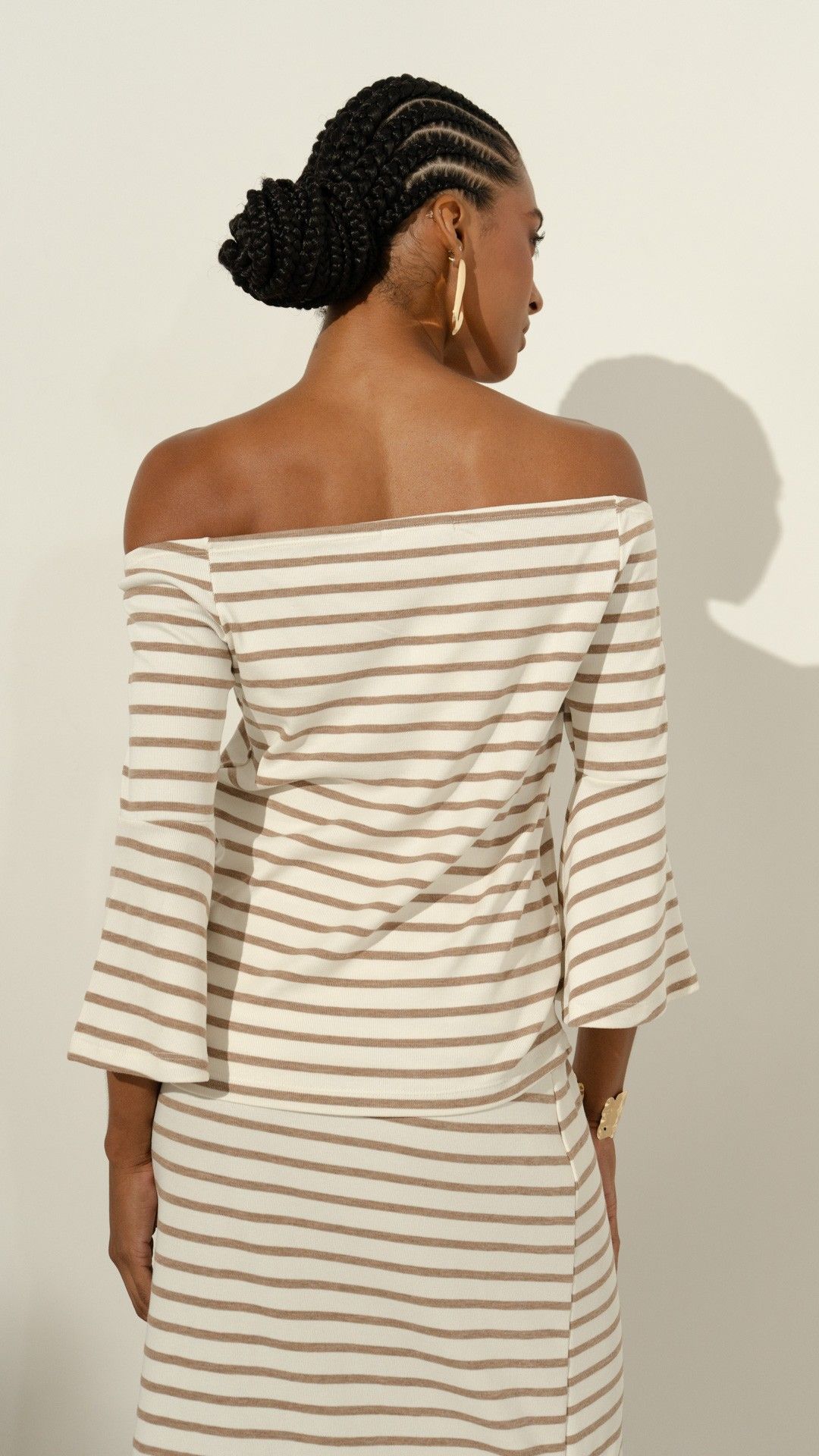 BLUSA CANELADA BELLA JANA LISTRADA MANGA L.
