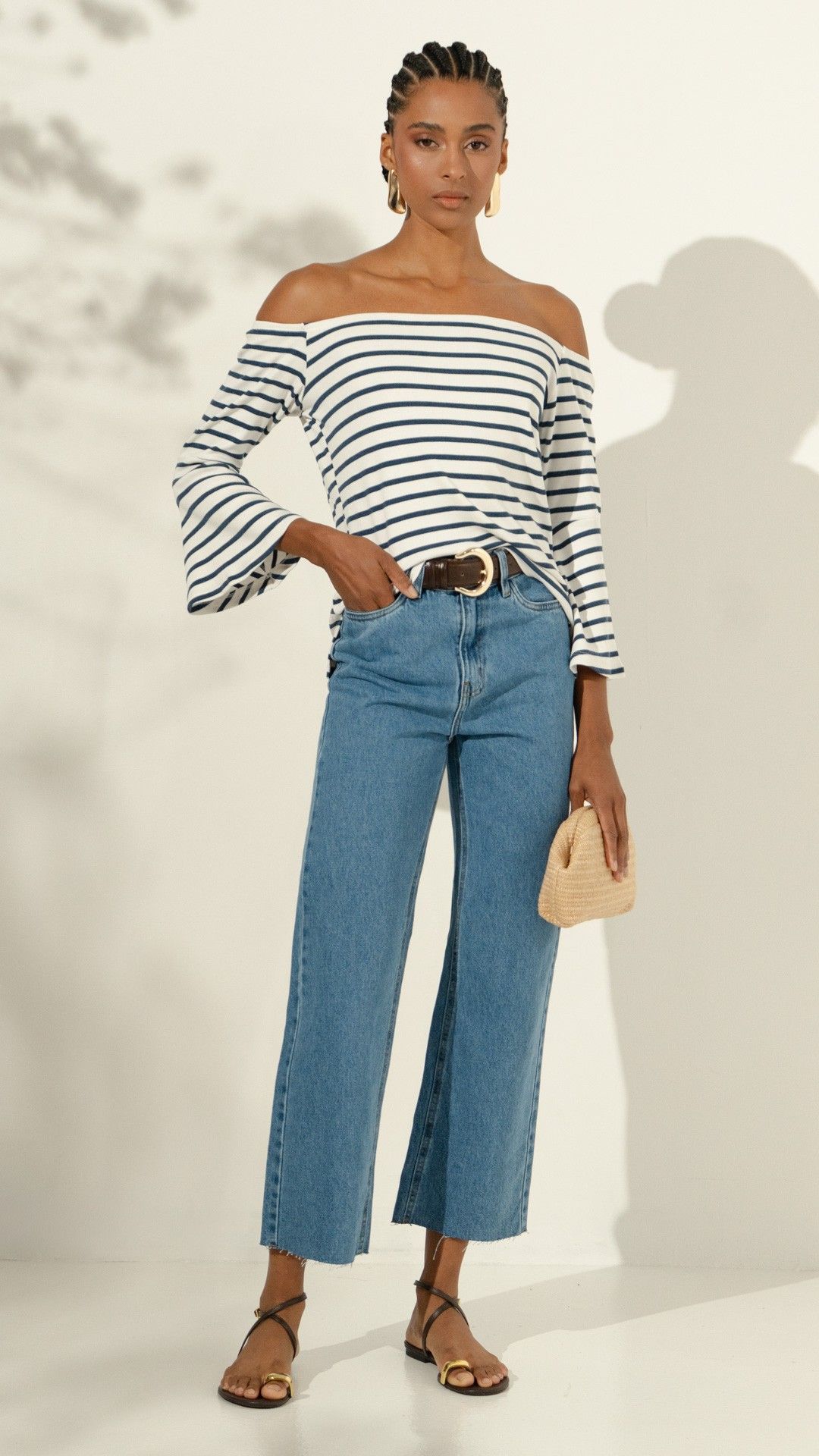 CALÇA JEANS DENIM CENOURA BARRA FIO
