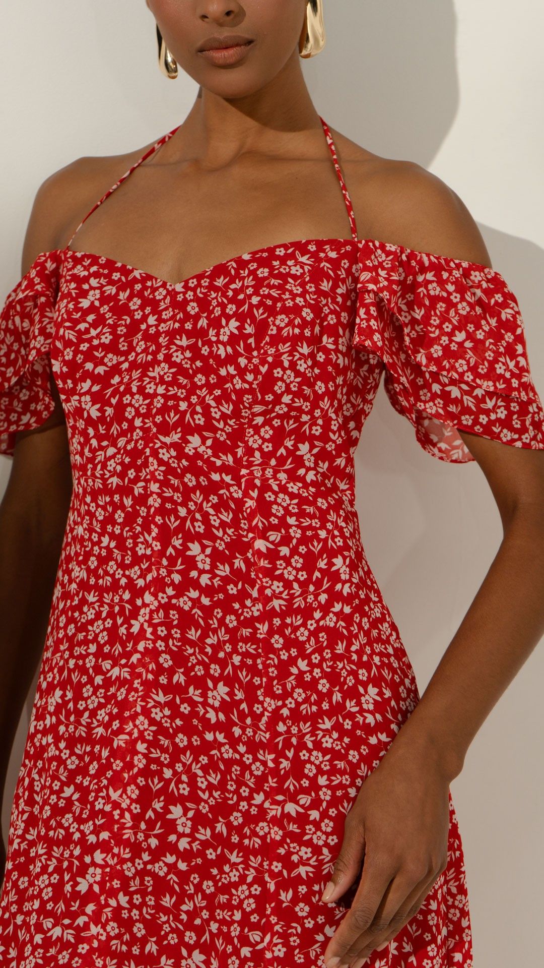 VESTIDO CREPE CARMIM MIDI CIGANA