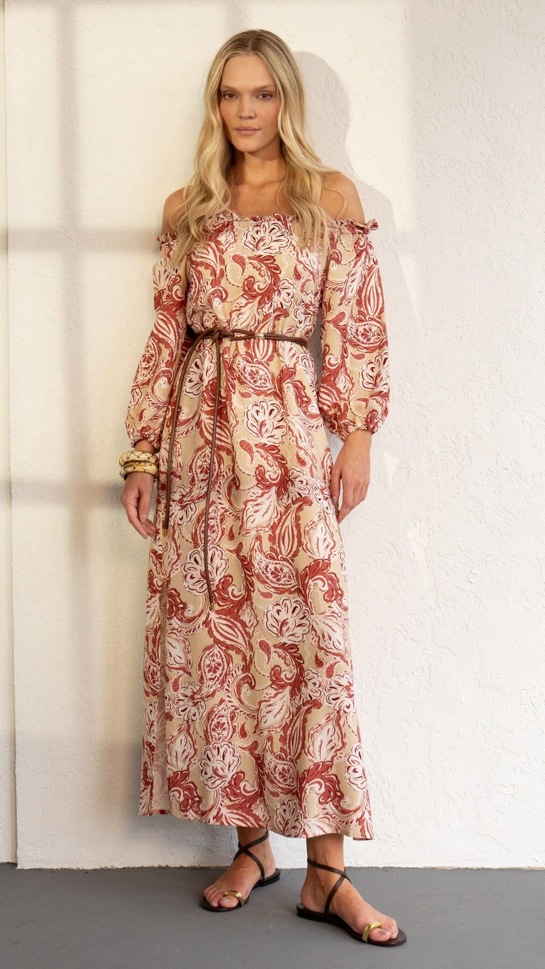 VESTIDO VISCOLINHO TERRA CIGANA MANGA L.