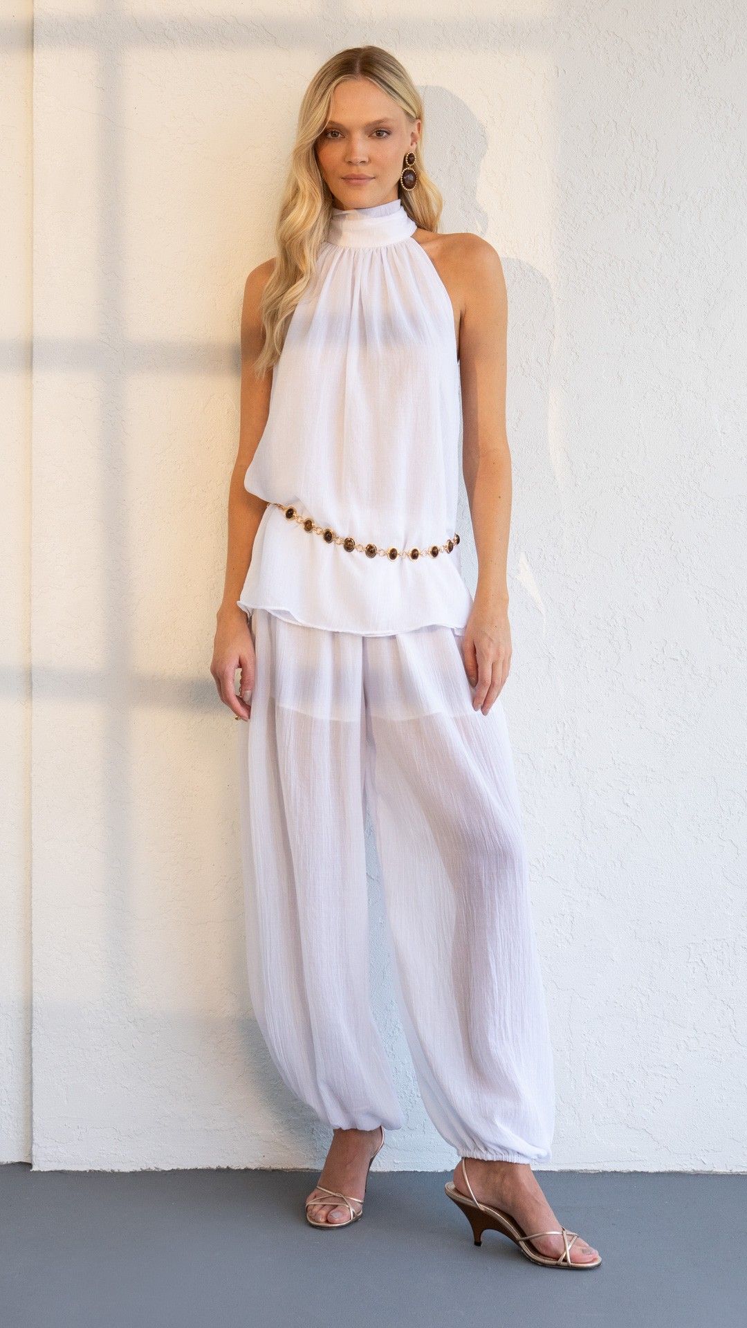 CALÇA CREPE VIRGÍNIA TEXTURIZADA ALADIM ELÁSTICO
