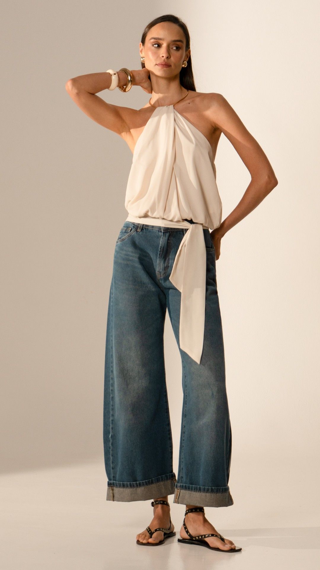 CALÇA JEANS NEO BARRA DOBRADA WID LEG