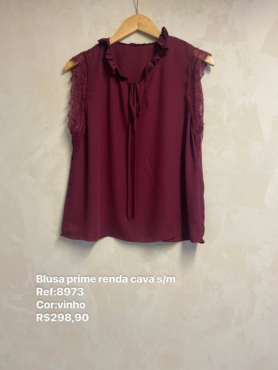 BLUSA CREPE PRIME RENDA CAVA S/ MANGA