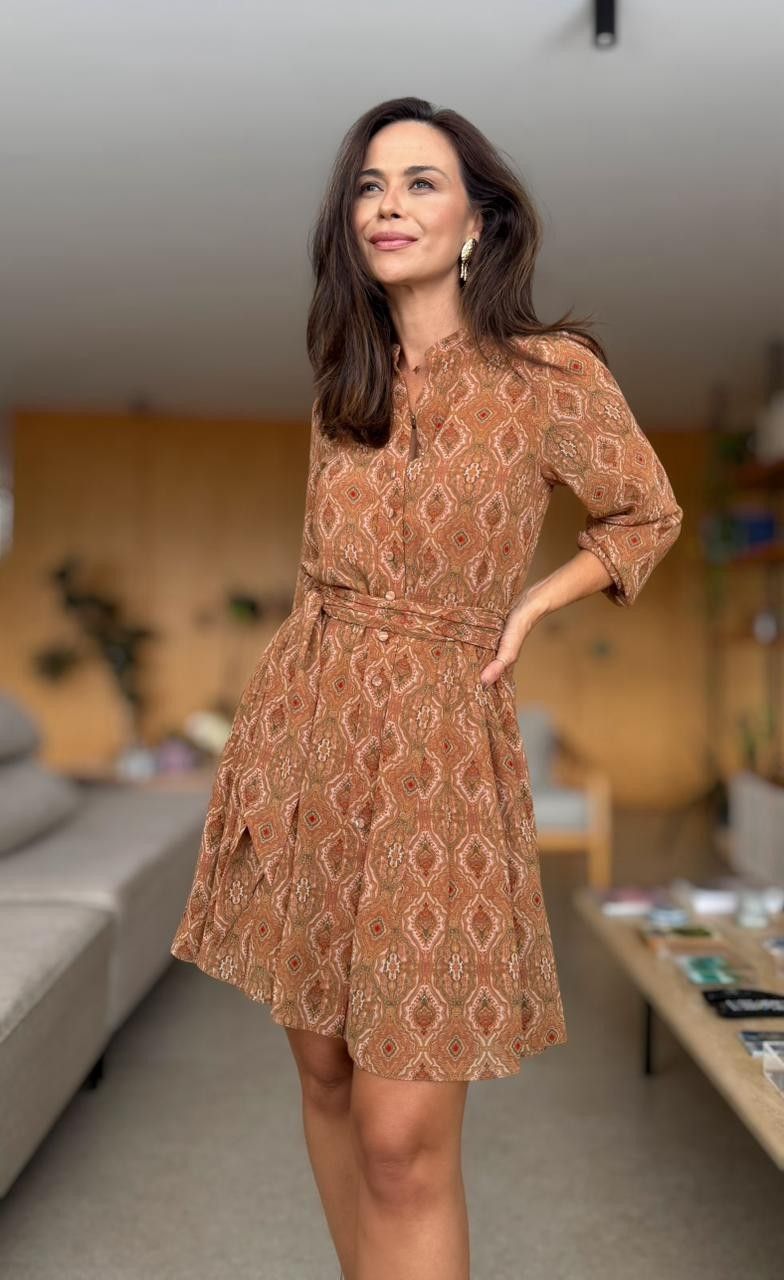 VESTIDO CREPE ALICE CURTO MANGA L.