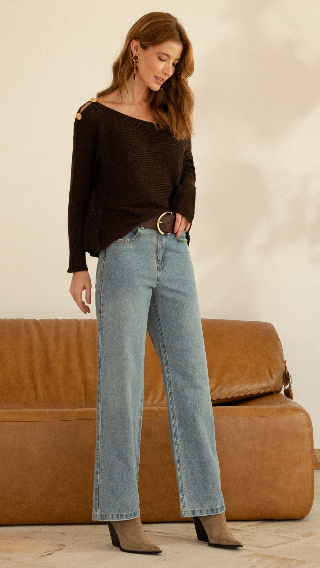 BLUSA TRICOT FANG BOTÃO OMBRO