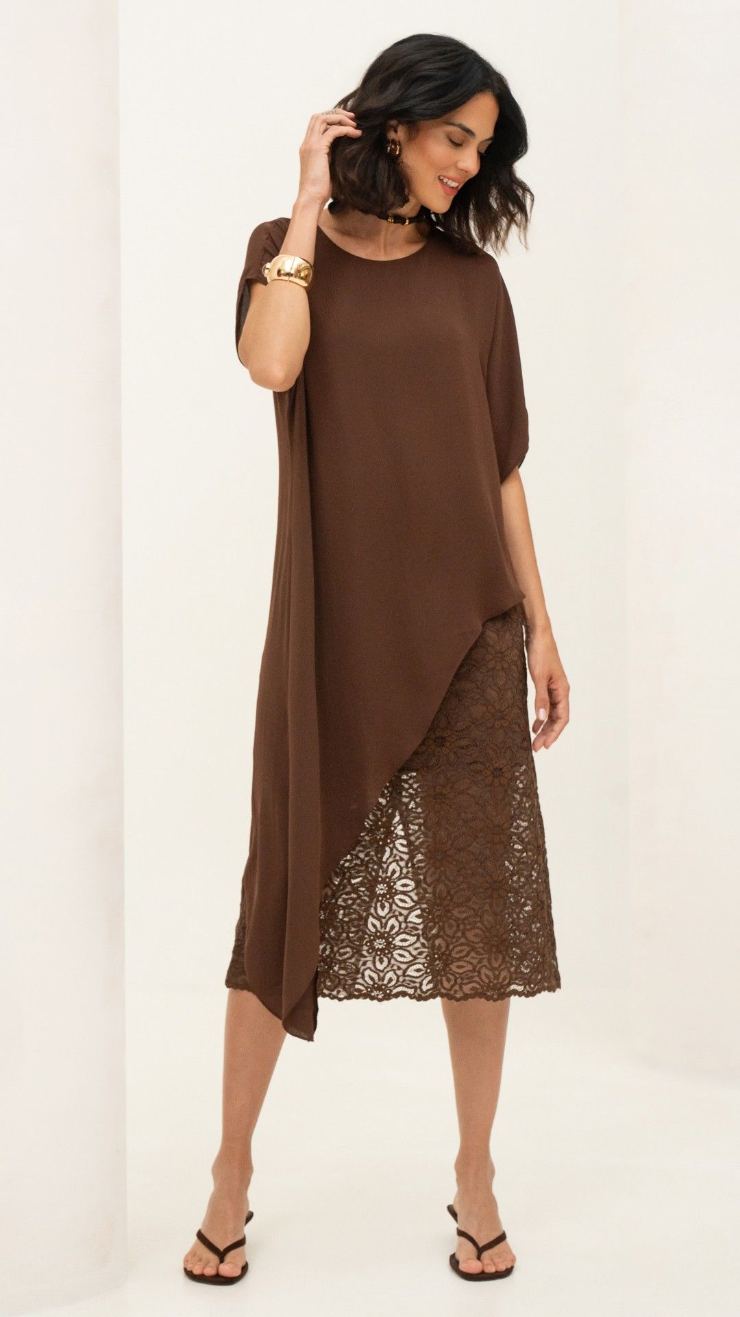 BLUSA CREPE AURA ASSIMÉTRICA LONGA MANGA C.