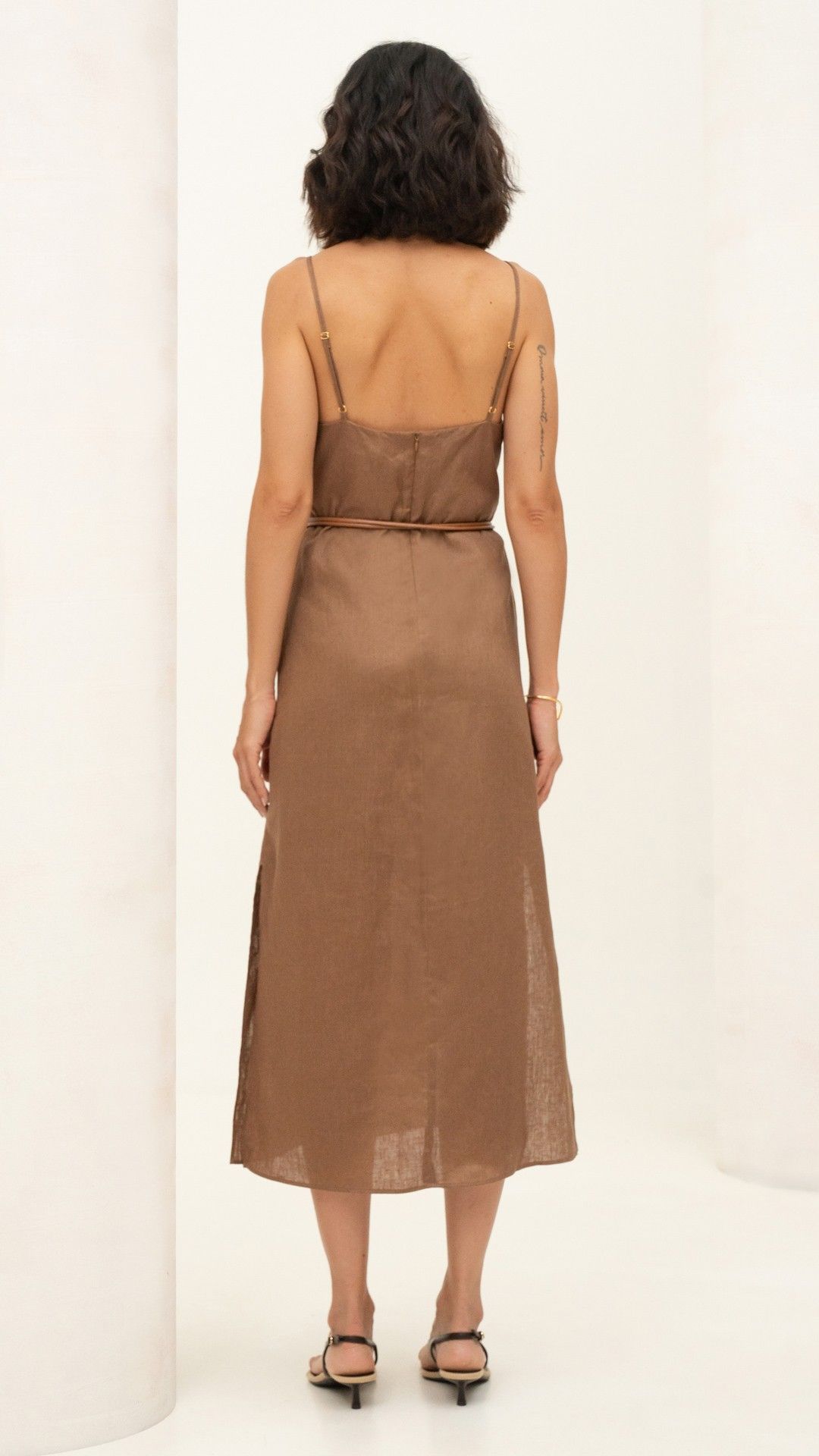 VESTIDO LINHO DOHA ALÇA MIDI