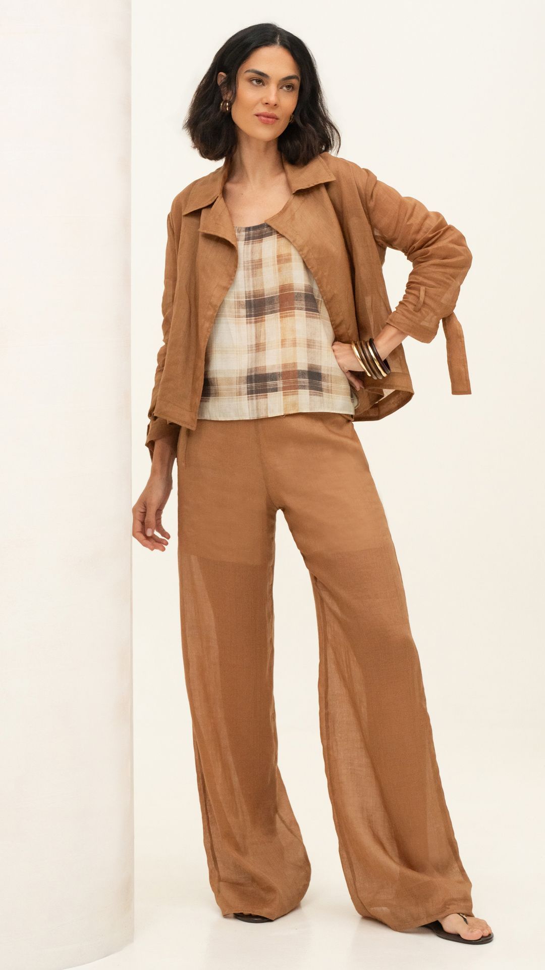 BLUSA VISCOSE GRID S/ MANGA