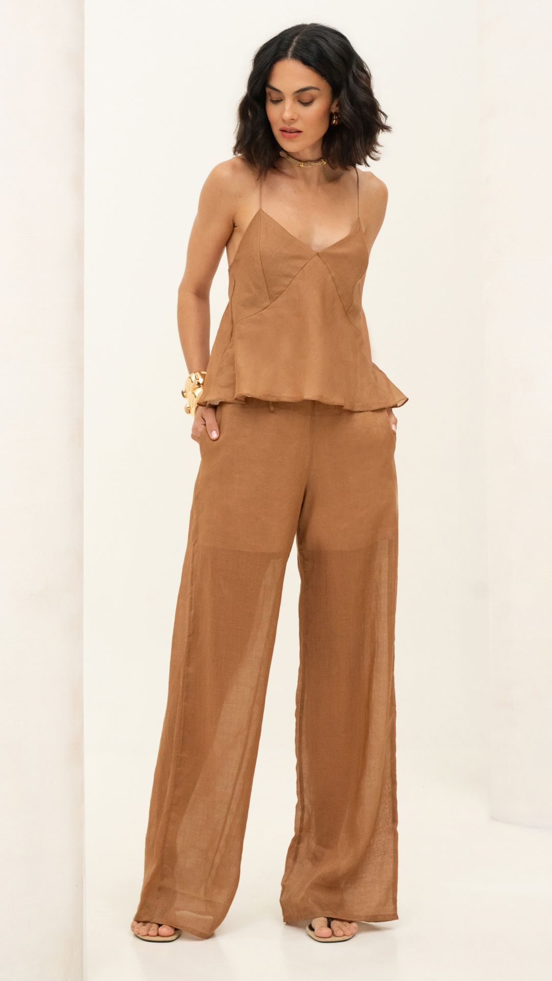 CALÇA RAMI HUNAN CORDÃO WIDE LEG