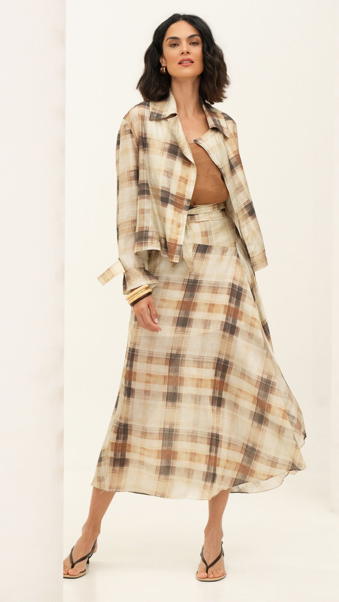 SAIA VISCOSE GRID FENDA MIDI