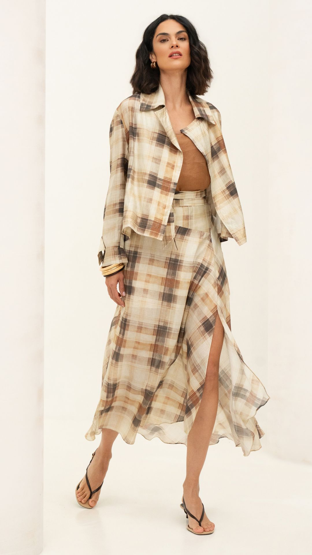 JAQUETA VISCOSE GRID TRENCH COAT