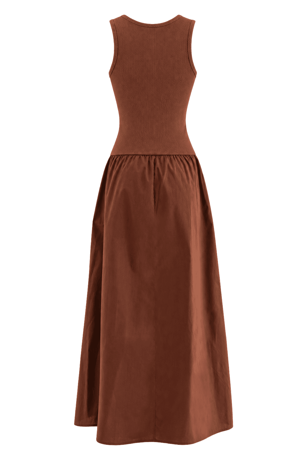 VESTIDO TRICOLINE LISBOA CANELADO MIDI S/ MANGA