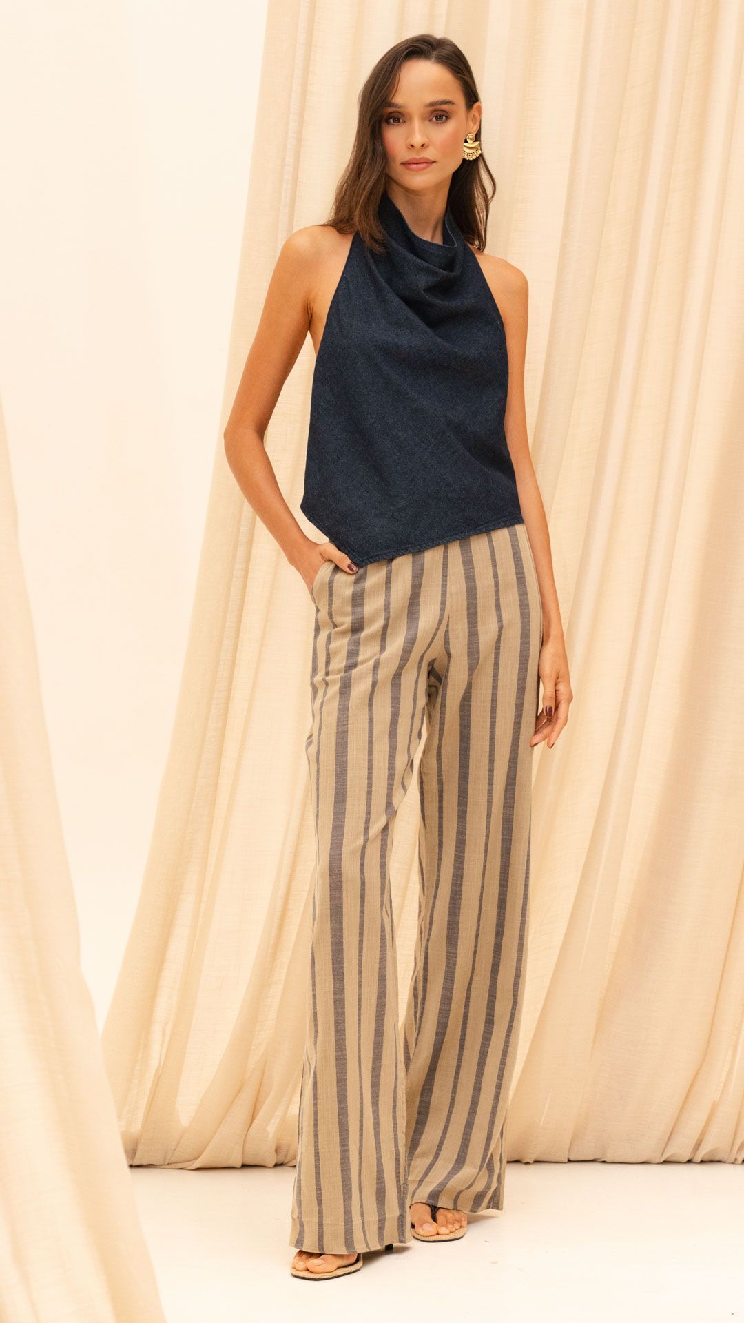 CALÇA TRICOLINE BROMÉLIA ZIPER WIDE LEG